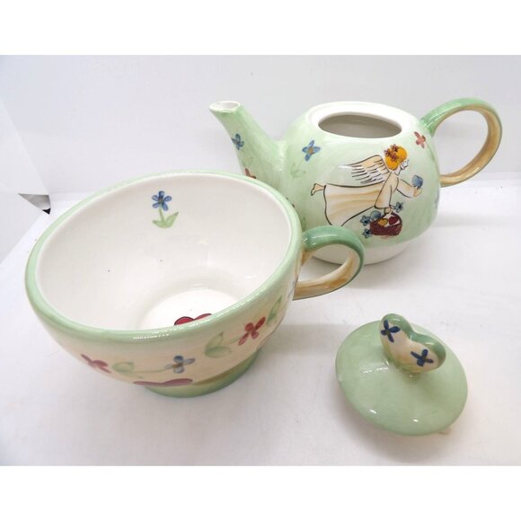 Mesa International Stackable Handcrafted Tea Pot and Matching Cup w/Lid New - Picture 4 of 4